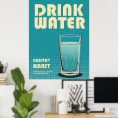 Drink Water Slogan Bauhaus Pop Art Style Design Poster (Thuiskantoor)