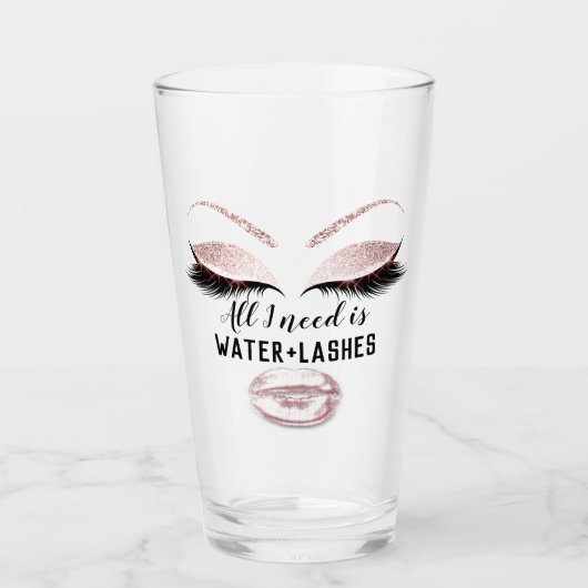 Drink waterzuiger Artiest Eyelash Roze Lips Glas (Voorkant)