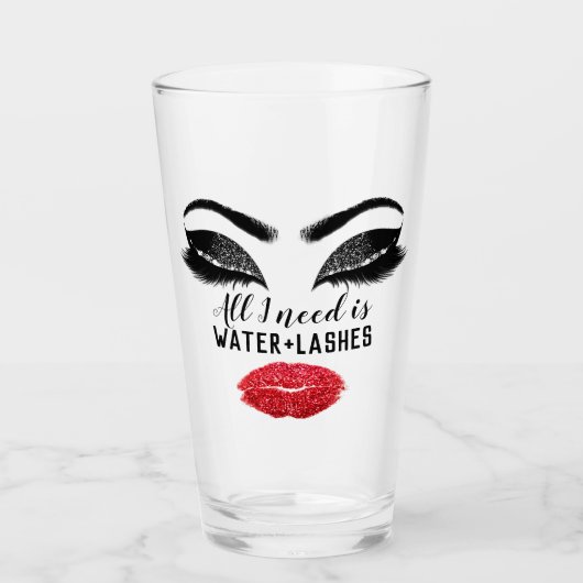 Drink waterzuiger Artist Eyelash Red Kiss Glas (Voorkant)
