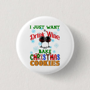 Drink Wijn Bakken Kerstkoekjes, Bakken Xmas Ronde Button 3,2 Cm