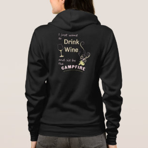 Drink Wijn Camping Hoodie Zit bij het kampvuur