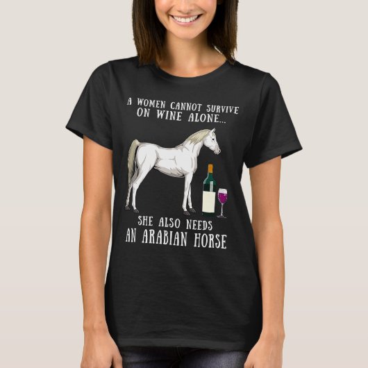 Drink wijn en paardenraces met witte Arabieren T-shirt (Voorkant)