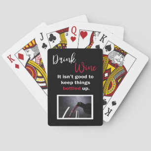 Drink Wijn Grappige Spreuk Persoonlijke Zwarte Pokerkaarten