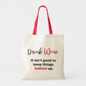 Drink Wine Funny Gezegde Gepersonaliseerd Tote Bag (Voorkant)