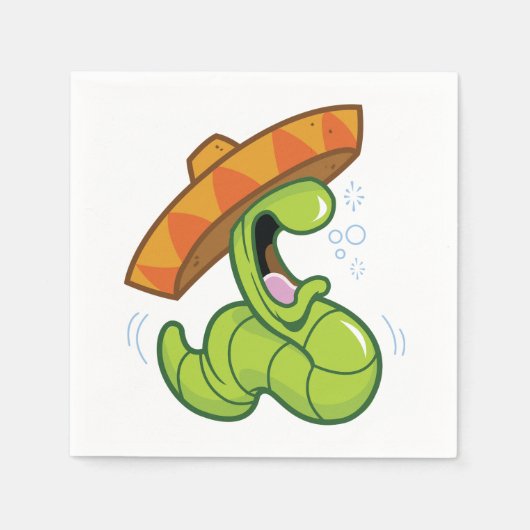 Drink worm met Sombrero Mexican Party Servet (Voorkant)