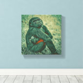 Drinken aap canvas afdruk (Insitu (Houten vloer))