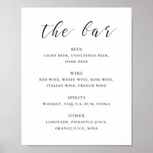 Drinken bar met zwarte en witte kalligrafie poster