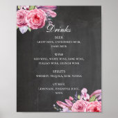 Drinken bar voor Chalkboard bruiloft. Bloemen en v Poster (Voorkant)