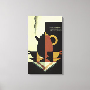  Drinken Beverages Koffiepot met bekertjes Canvas Afdruk