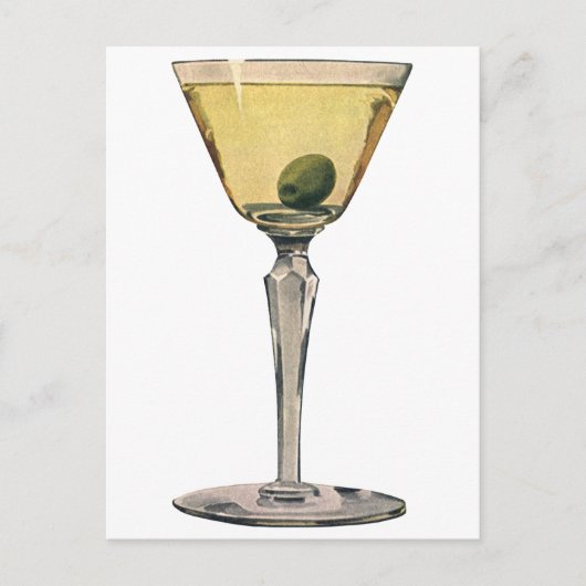 Drinken Beverages, Martini Olive Cocktail Briefkaart (Voorkant)