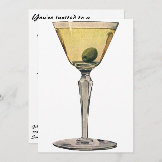  Drinken Beverages, Martini Olive Cocktail Kaart (Voorkant / Achterkant)