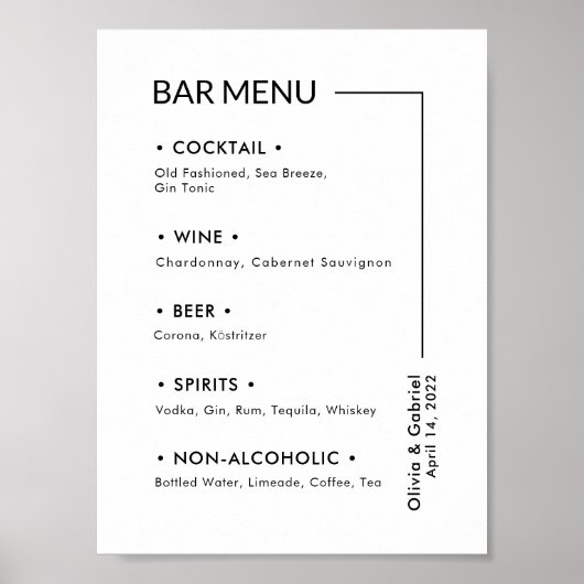 Drinken. Eenvoudig menu Matig gebarenteken Poster (Voorkant)