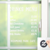 Drinken en verfrissingen Prijslijst Venster Klokke Raamsticker (Huis)