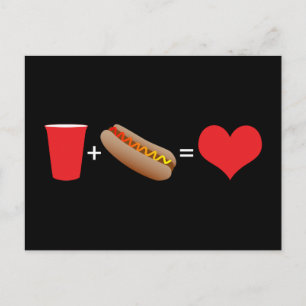 drinken + hotdogs = liefde briefkaart