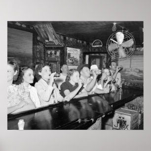 Drinken in een bar in Louisiana, 1938. Oude foto Poster