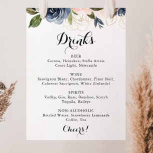 Drinken in het menu Symbool Elegant Winter Floral Poster