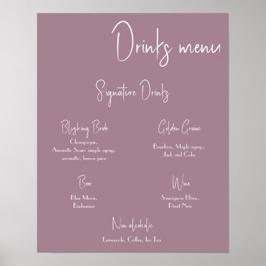 Drinken Menu Weddenschap Poster (Voorkant)