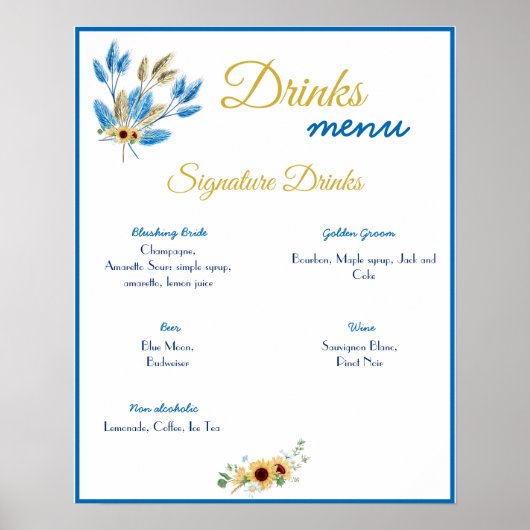 Drinken Menu Weddenschap Poster (Voorkant)