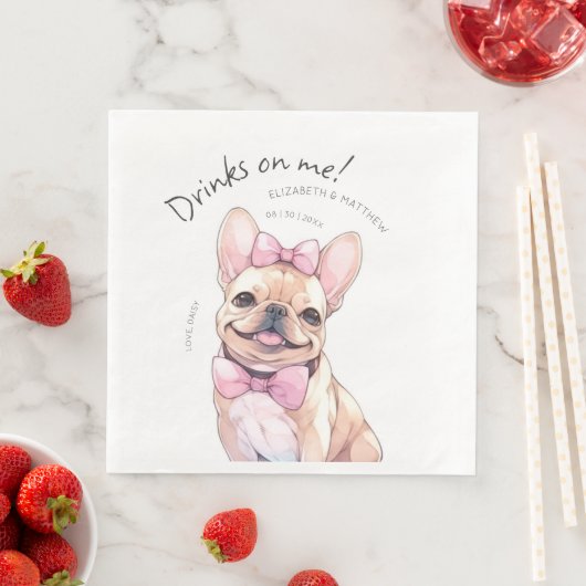 Drinken op de Franse Bulldog Waterverf Fun Dog Servet (Insitu)