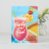 Drinken op het zwembadfeest kaart (Staand voorkant)