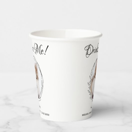 Drinken op me Elegant Pet Photo Dog Wedding Papieren Bekers (Links)