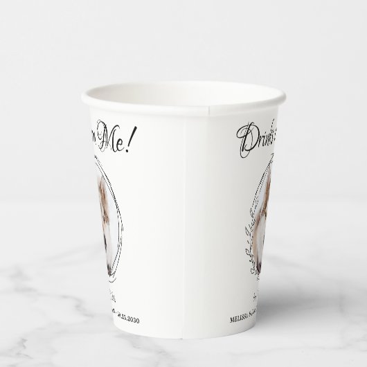 Drinken op me Elegant Pet Photo Dog Wedding Papieren Bekers (Rechts)