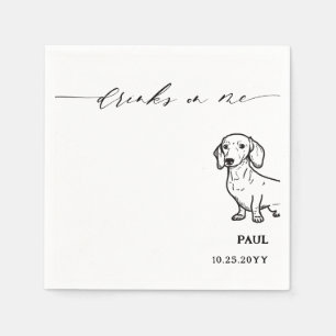Drinken op Me Script Dachshund Doxie Dog Wedding Servet