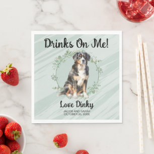 Drinken op mij! Berner Sennenhond Hond Huwelijk Servet