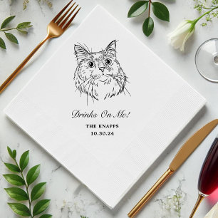 Drinken op mij Custom Cat Drawn Wedding Servet