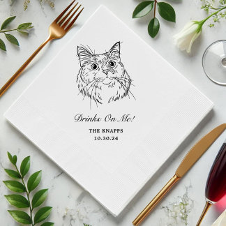 Drinken op mij Custom Cat Drawn Wedding Servet