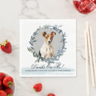 Drinken op mij! Gladde Fox Terrier Hond bruiloft h Servet