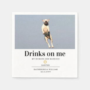 Drinken op mij Leuk huisdier hond foto bruiloft se Servet
