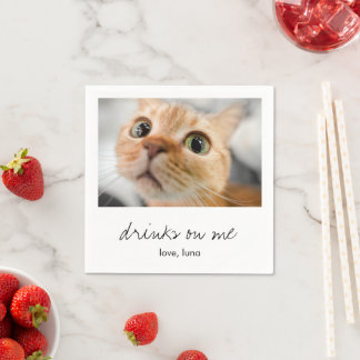 Drinken op Mij Schattig Leuk Eenvoudig Foto Kat Hu Servet