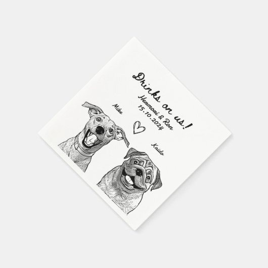 Drinken op ons 2 Pet Custom getrokken bruiloft Servet (Hoek)