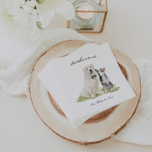 Drinken Op Onze Kosten   Cute Pet Honden Huwelijk Servet