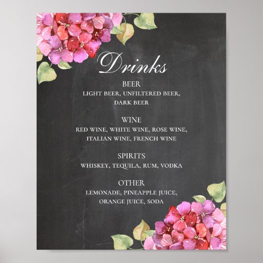 Drinken staaf voor het Chalkboard bruiloft. Roze b Poster (Voorkant)
