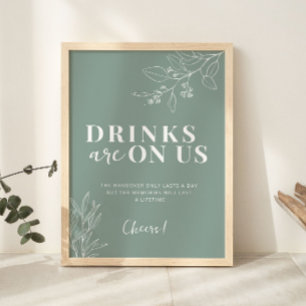 Drinken staan op ons bord voor groene bruiloft op poster