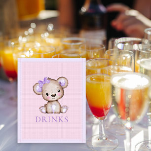 Drinken Tafel Cute Girl Paars Beer Baby shower Poster