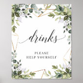 Drinken van de moderne boho greenery foliage gold  poster (Voorkant)