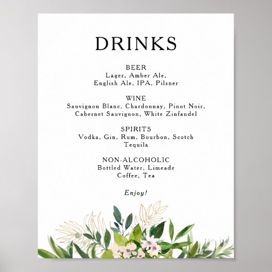 Drinken van het Elegant Olive Greenery Wedding Men Poster (Voorkant)