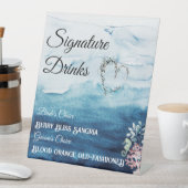 Drinken voor de Rustic Ocean Wedding Signature Reclamebord Met Voetstuk (Insitu)