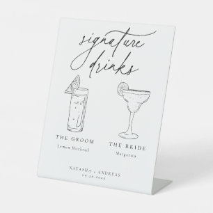 Drinken voor hedendaagse grafische minimalistische reclamebord met voetstuk