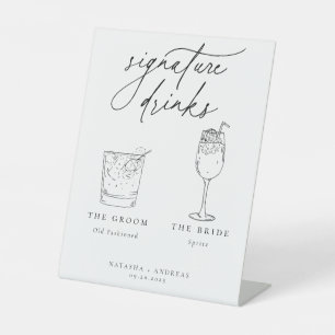 Drinken voor hedendaagse grafische minimalistische reclamebord met voetstuk
