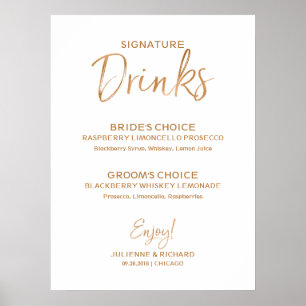 Drinken voor ondertekening Stylish Gold Roos Let Poster