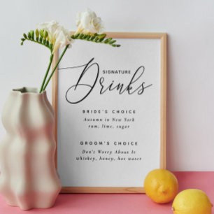 Drinken voor ondertekening. Zwarte en witte bruine Poster