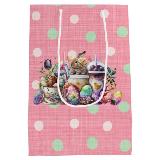 Drinken voor paasbunny-Waterverf koffie Medium Cadeauzakje (Achterkant)