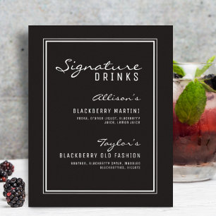 Drinken voor zwarte en witte minimalistische handt poster