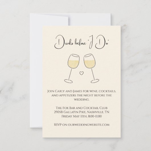 Drinken voordat ik de repetitie voor de witte wijn kaart (Voorkant)