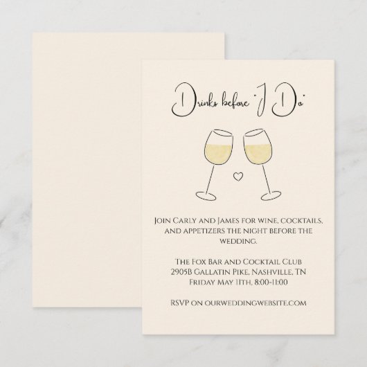 Drinken voordat ik de repetitie voor de witte wijn kaart (Voorkant / Achterkant)