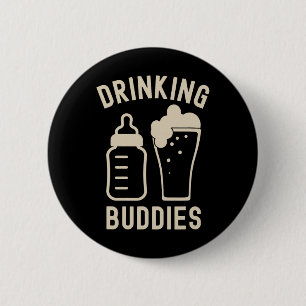 Drinkende vrienden Vader Opa Nieuwe baby Bier en f Ronde Button 5,7 Cm